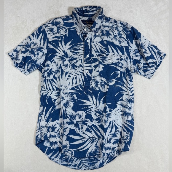 Polo Ralph Lauren Other - Polo Ralph Lauren Size Small 100% Linen Navy Floral Nautical Men's Shirt